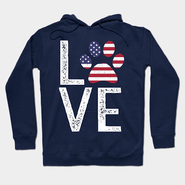 Patriotic Love Paw Print American Flag Dog Owner design Hoodie by nikkidawn74